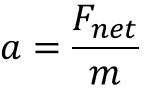 Acceleration equals net force divided by mass