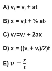 Accleleration and constant velocity equations