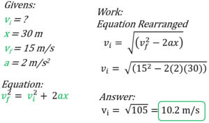 Example Acceleration Equation