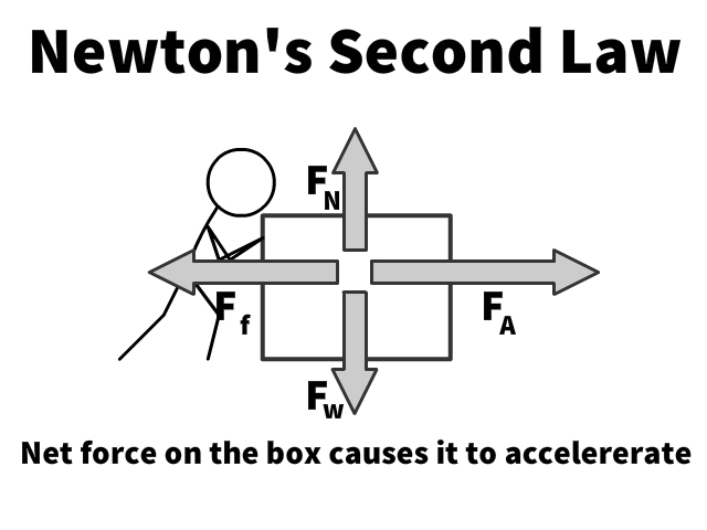 According to the action-reaction law, when the box acts with a