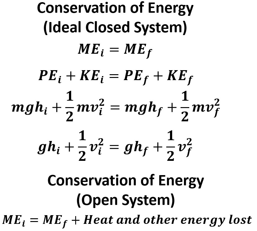 Conservation of Energy Equations